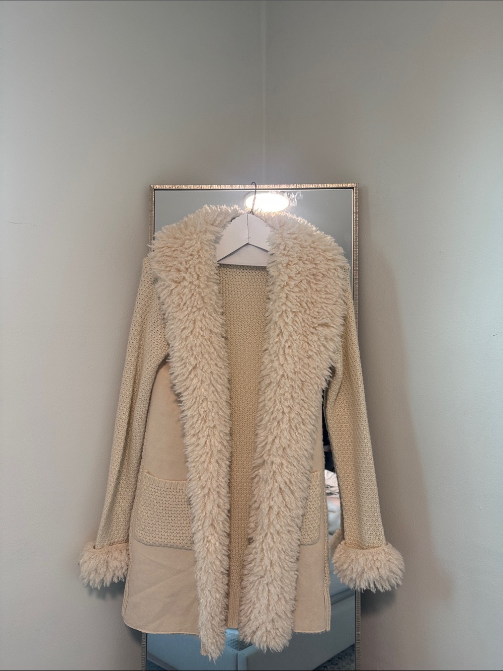 Love Token Cream Sherpa-Trim Teddy Jacket